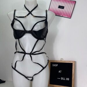 🔥Victoria's Secret Black Strappy Lingerie Teddy Sz XXL NWT